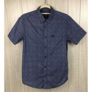 RVCA Men's Extra Small Blue Speckled Slim Fit Button Up Short Sleeve Shirt